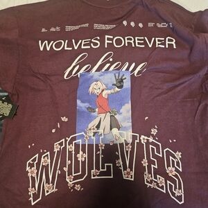 Darc Sport X Naruto Shippuden Wolves Graphic Tee - Maroon Rare!!